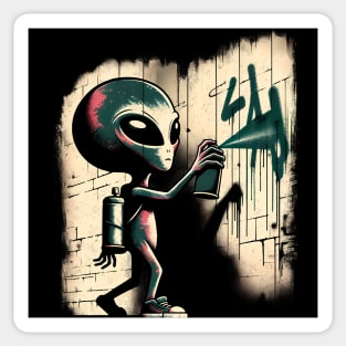 Urban Alien Graffiti Artist T-Shirt - Street Art Enthusiast Tee Sticker